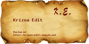 Krizsa Edit névjegykártya